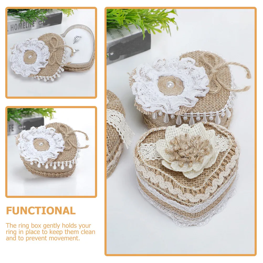 

Elegant Linen Covered Ring Box for Engagement Rings Rustic Wedding Jewelry Packaging Display Organizer Gift Box for Bridal