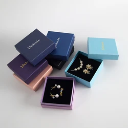 100Pcs Bulk Personalized Logo Cardboard Jewelry Box DIY Ring Earring Pendant Bracelet Packaging Paper Storage Case Wedding Gift