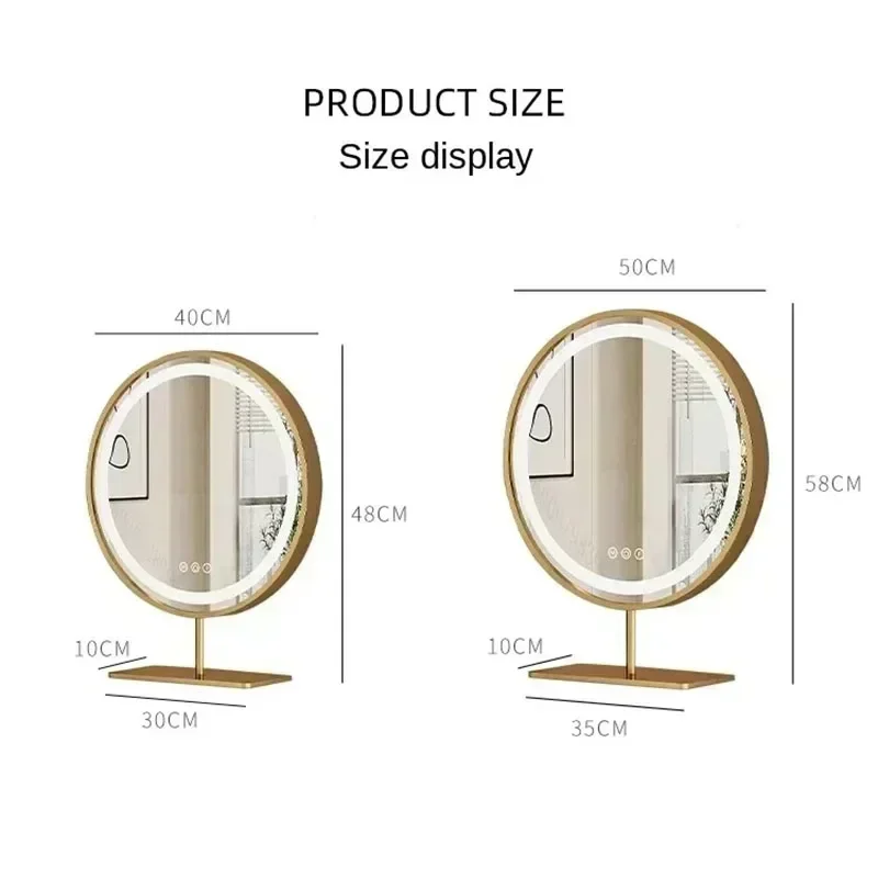 Golden Mirror Desk Decorative Mirror Round Small Decorative Mirror Vanity Crafts Espejos Decorativos Bedroom Decoration YX50DM