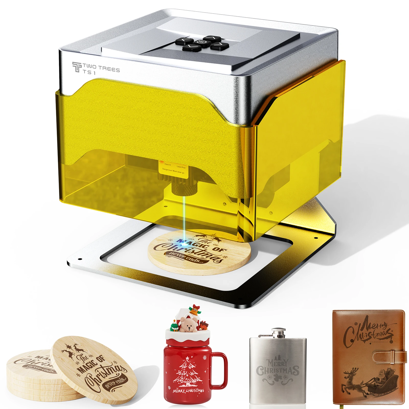 Twotrees TS1 Mini Portable Laser Engraver Diy Bluetooth Machine Painted Dog Tag Paper Leather Wooden Plastic Logo CNC Machine
