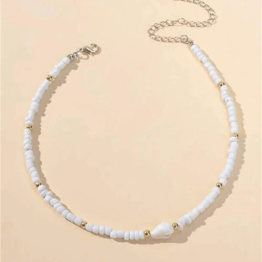 Boho Vintage Shell Pendant Necklace For Women Female Fashion Baroque Geometry Natural Conch White Bead Chain Party Jewely Gift