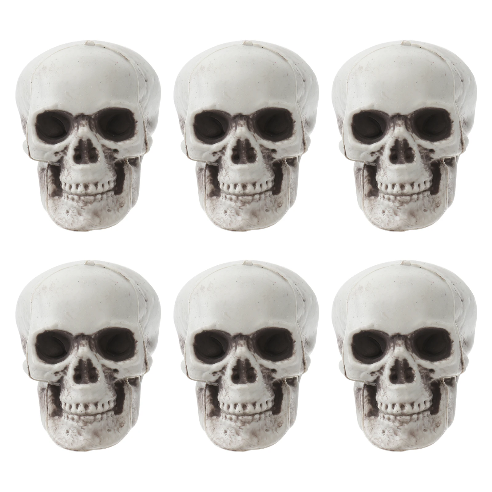 

6pcs Realistic Plastic Skull Mini Horrifying Jaw Halloween Props Decor For Haunted Ktv Bar Spooky Ornament Party
