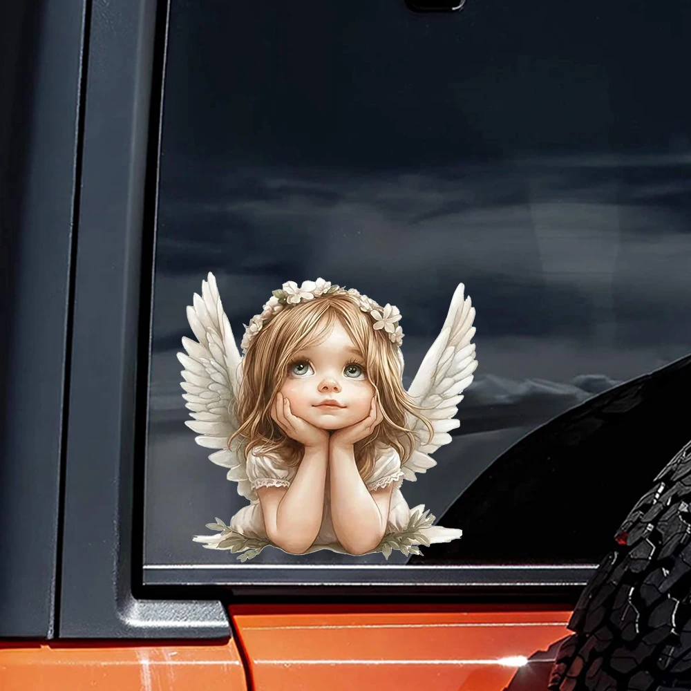 15cm Angel Baby Girl Waterproof Car Decals for Windows, Bumper, Exterior Decorative Accessories, Blocking Scratches Stickers