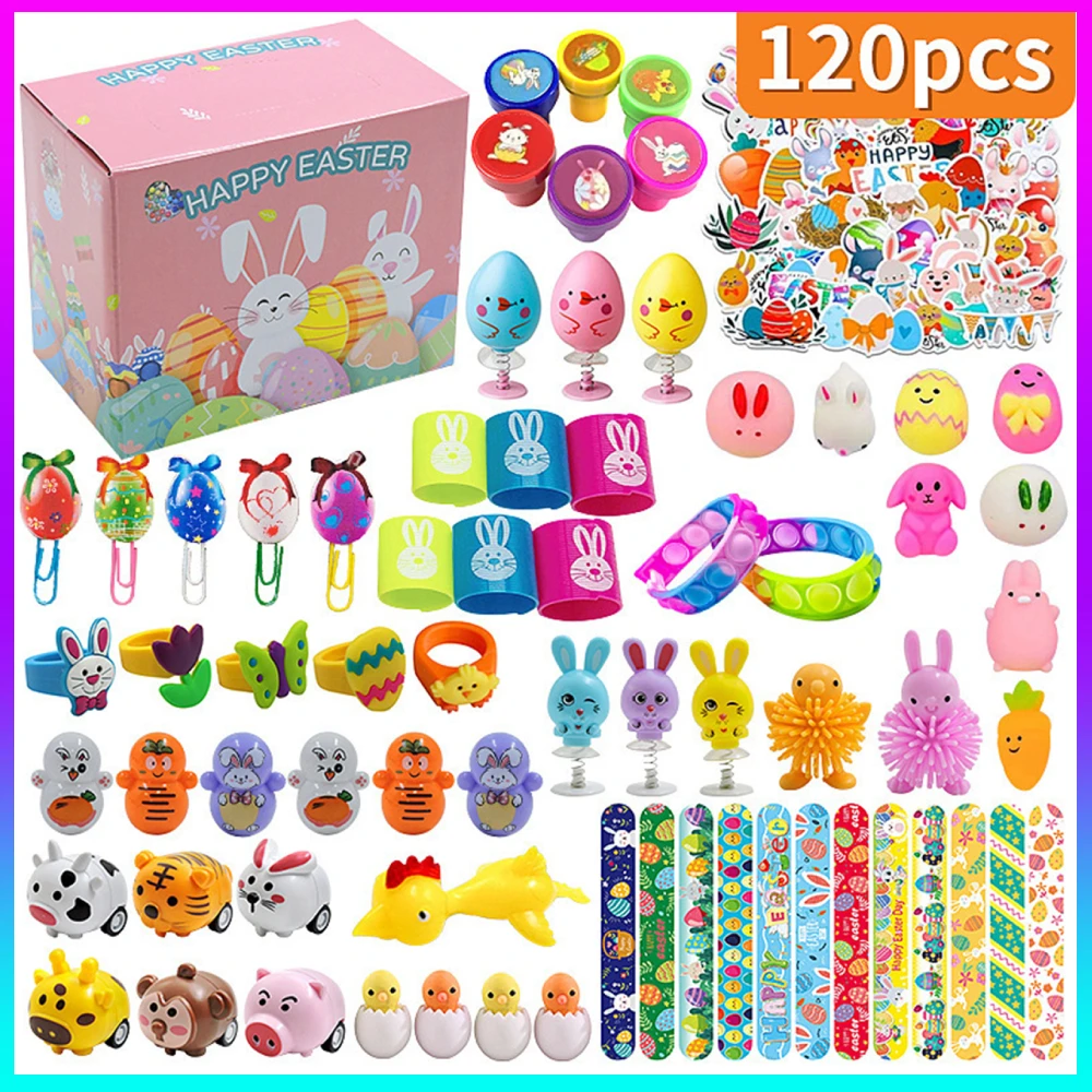100/120 Piezas de Rellenos para Cestas, Huevos de Pascua Prellenados, Premios para el Aula con Mini Muñecas de Juguete para Niños, Niñas y Bebés