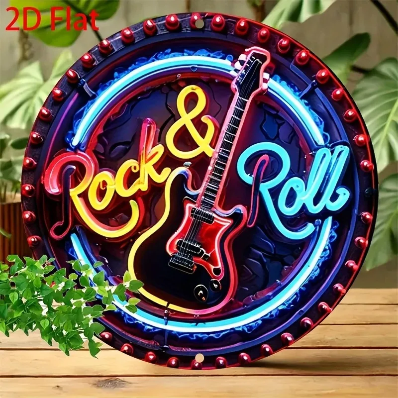 A Vintage Rock Neon Sign, 2Dflat Metal Aluminum Wall Decoration, Suitable for Home, Bar, Café, Club, Outdoor, Garden with Retro view 4