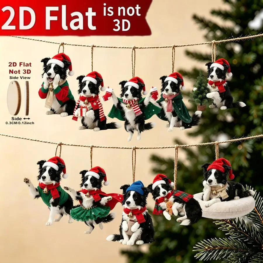 1/5/10/20/50/100pcs 2D Flat, Set of 10 Beautiful Christmas Decorations with Fringed Edges, for Hanging on the Wall, Christmas Tr