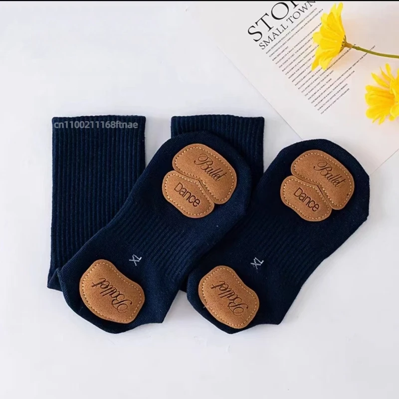 Носки для современных танцев, детские профессиональные носки средней длины для танцев йоги, противоскользящие балетные носки из трех частей для упражнений