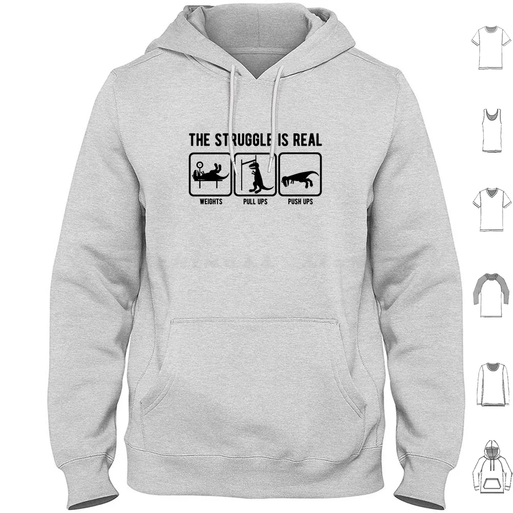 A luta é real t-rex ginásio treino hoodie algodão manga longa t rex ginásio treino exercício de fitness a luta é real