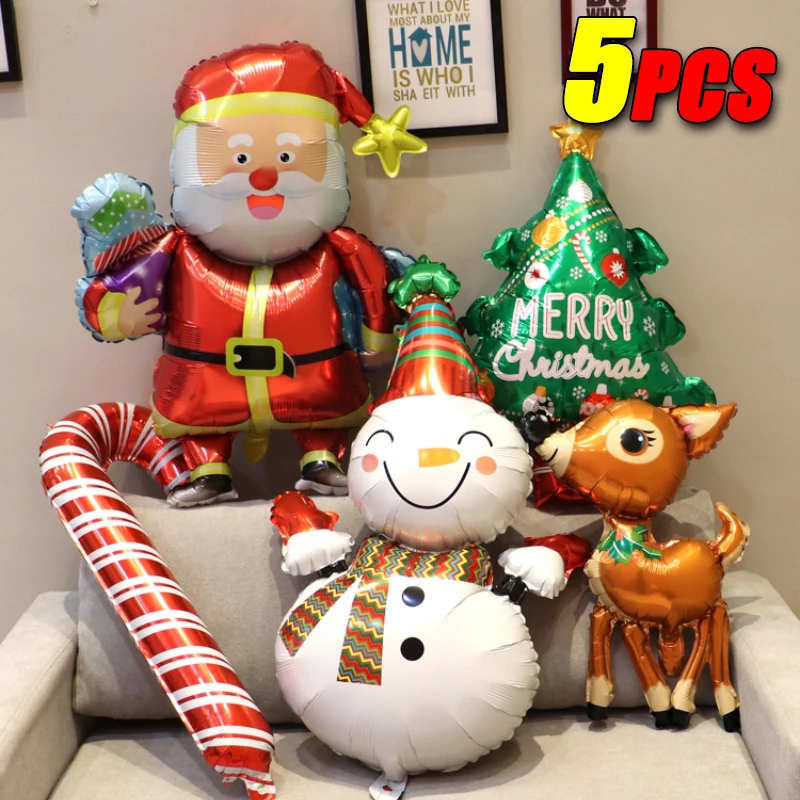 5PCS Christmas Balloons Large Christmas Foil Balloons Father Christmas Elk Soldier Balloon Decoration Theme Party Decoration