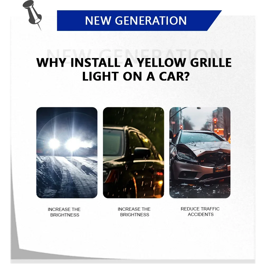 LED Beads Pasted Monochrome Grille Small Amber Light Off-Road Vehicle Pickup Grille Light Warning Light 12V