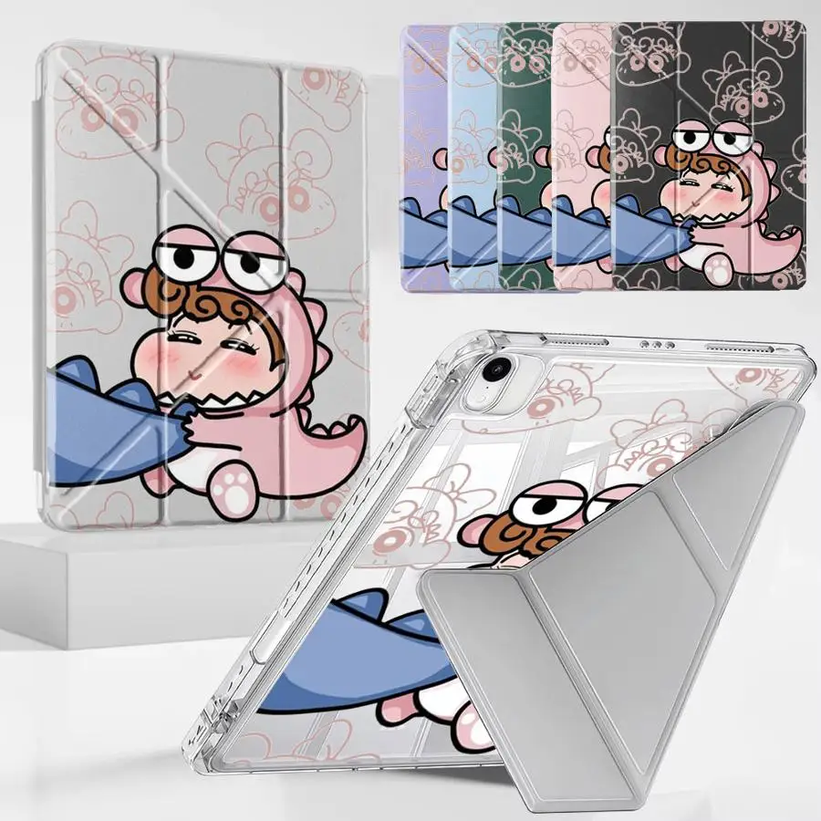 

Crayon Y-Fold Holder Cover Tablet Case For iPad Pro 2025 Pro 11th 10th 9th 8th 7th 12.9inch Air 4 5 M3 M2 1 2 M4 11inch Mini 6 7