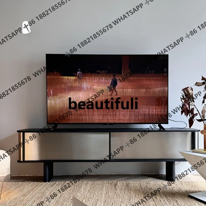 

Zaiwu designed and produced a medieval Bauhaus stainless steel metal ultra-long TV cabinet