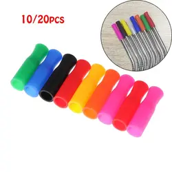 10/20pcs Food Grade stainless steel Tip Teeth Protector Straw sleeve drinking straw straws cap silicone cover