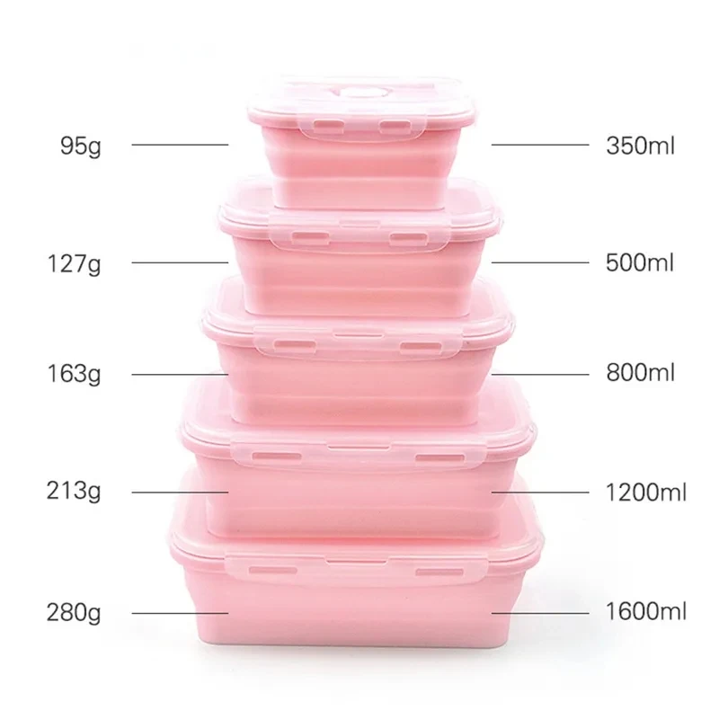 NUBECOM 1pc Collapsible Silicone Food Lunch Box Dinnerware Foldable Fruit Salad Storage Food Box Container Tableware BPA Free