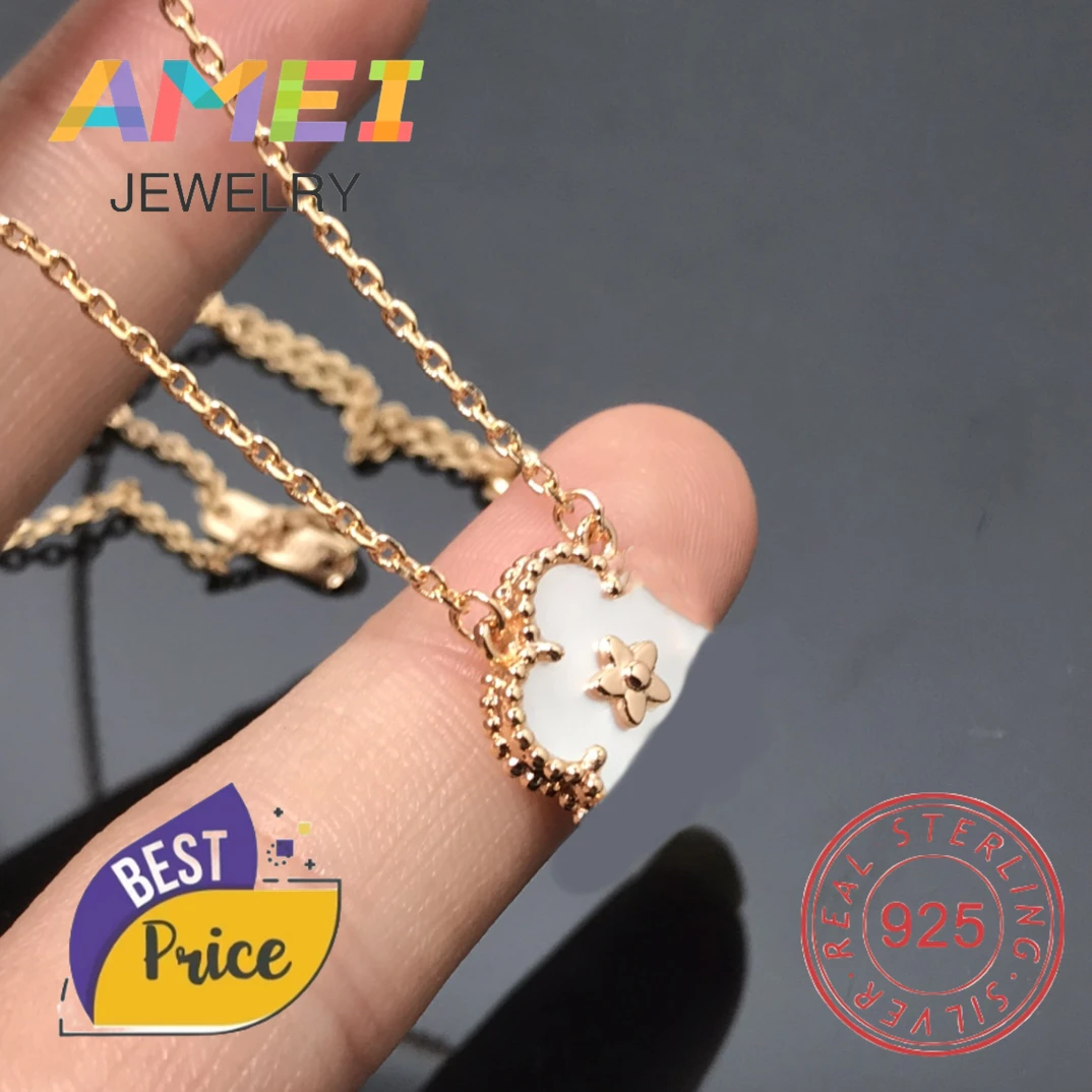 New European and American s925 Silver White Flower Necklace Couple Gift Simple Fashion Versatile Personalized Light Luxury