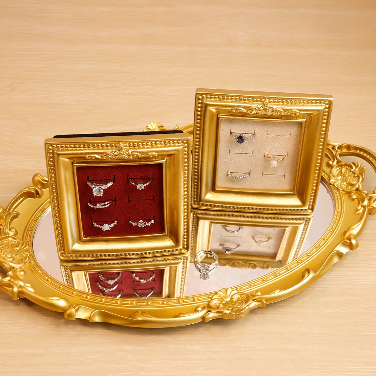 

Resin Ring Display Stand Retro Fashion Rings Displays Holder Luxury Ring Organizer Rack Desktop Ornament Rings Storage Shelf