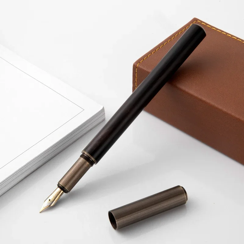 

Retro Metal Fountain Pen 0.5mm Vintage Wooden Writing Pen For Students Art Calligraphy Gifts Stationery Supplies With Pencil Bag