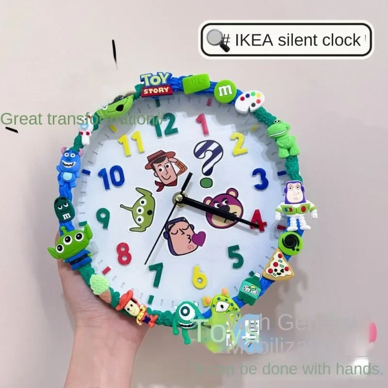 Disney Toy Story student handmade creative transformation cartoon cream glue decorative wall clock cute ornaments birthday gift