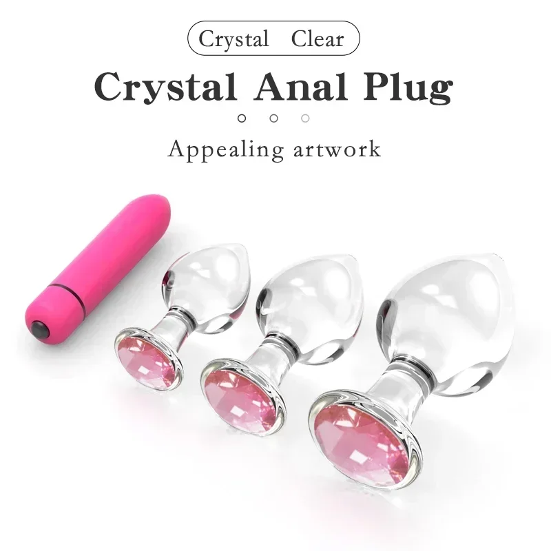 Cristal/rosa/vidro anal plug diamante/inserção/jóias/transparente anal butt plug vibrador buttplug vibrador sexo anal brinquedos f004cs