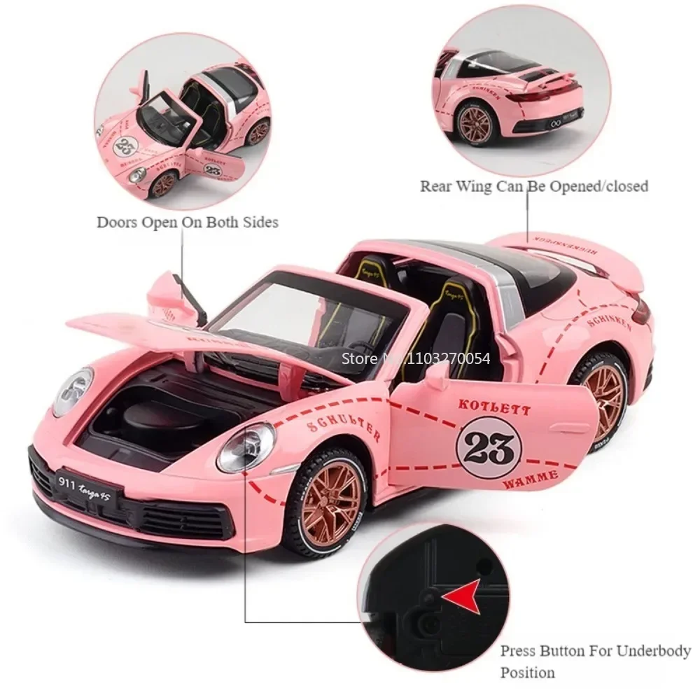 1:32 911 Targa 4S Cayenne Diecasts نموذج سبيكة ألعاب للأولاد سيارة خارقة مصغرة 4 أبواب مفتوحة مقتنيات المركبات لهدايا ألعاب الأطفال #4