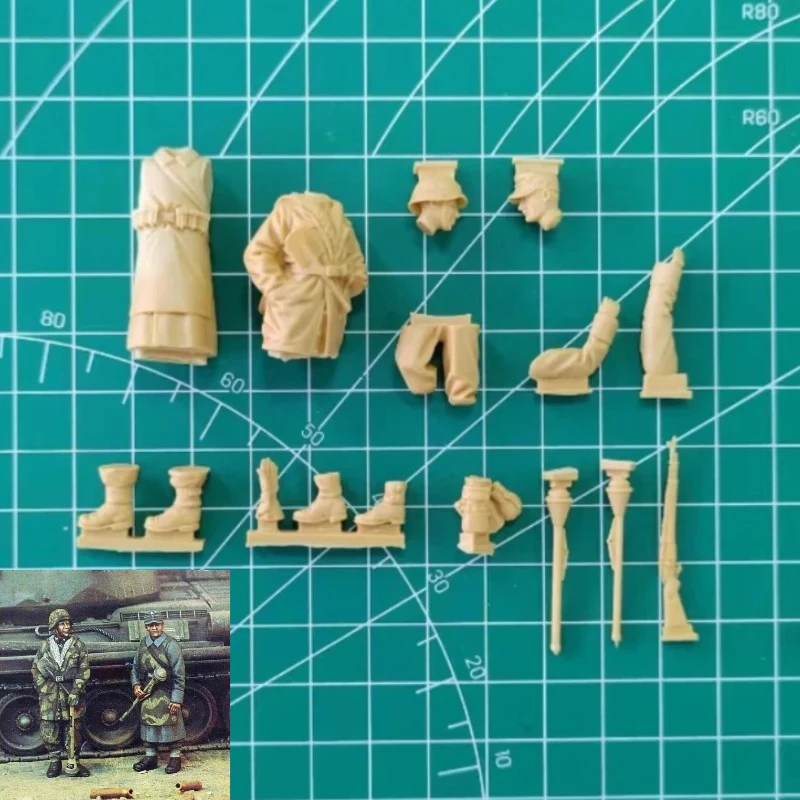 Schaal 1/35 gegoten harsfiguurmodelset Duitse soldaten 2-figuren (geen tank) Ongemonteerd en ongeverfd