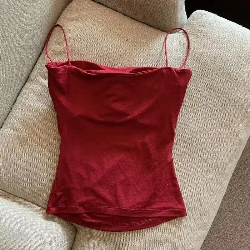 تانك القمم مع المدمج في الصدرية السباغيتي حزام الدبابات للمرأة بلون الصيف عادية كاميس الإناث الكورية نمط دروبشيب
