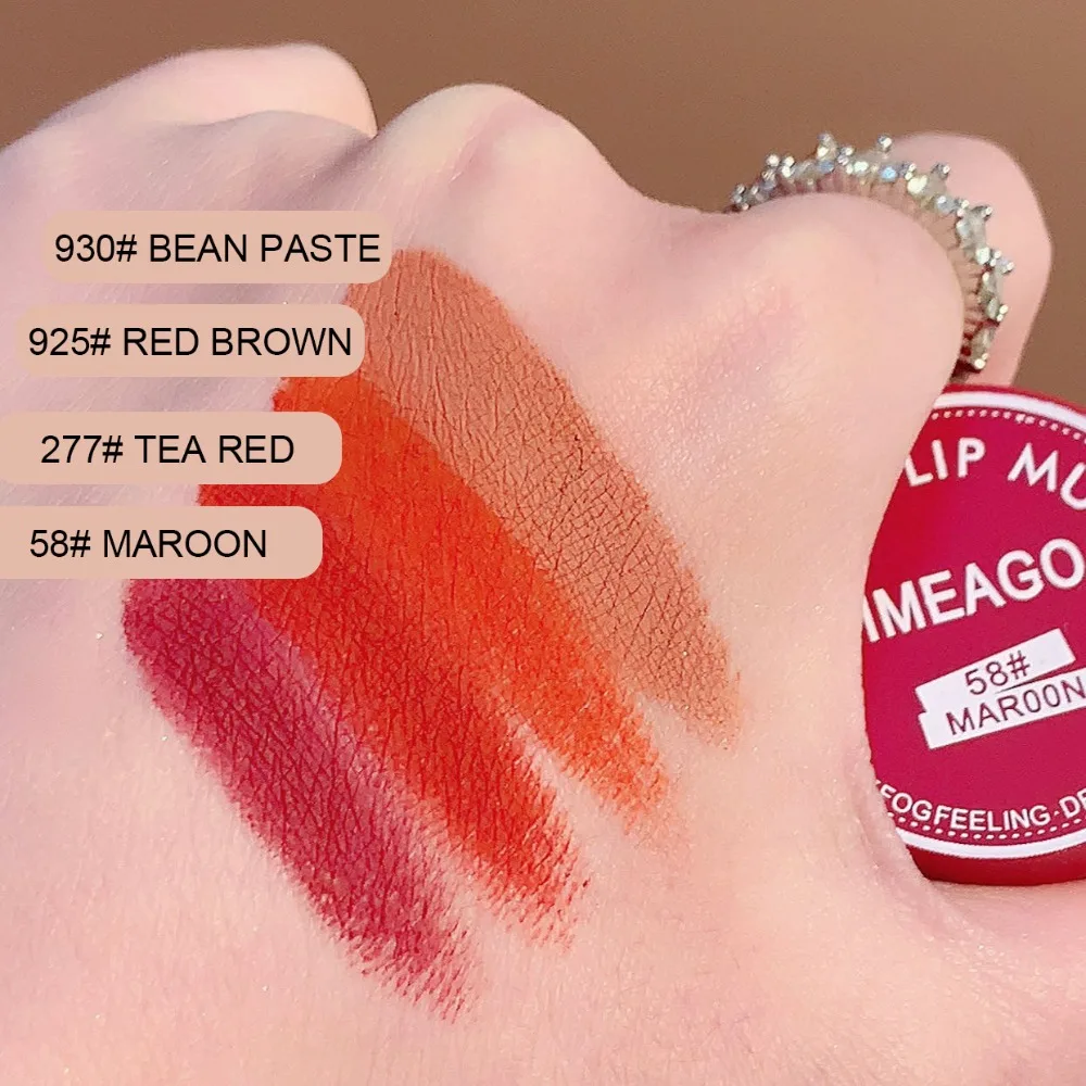 缶入りリップマッドマットベルベットホワイトニングロングラスティングリップスティックフロストリップグレイズナチュラルベアカラーセクシーレッド秋冬新年