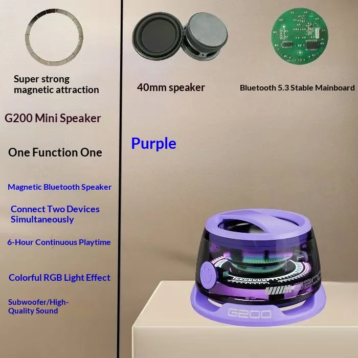New Mobile Phone 5.3 Speaker Portable Outdoor Magnetic High Quality Audio RGB Ambient Light Compact USB Speaker