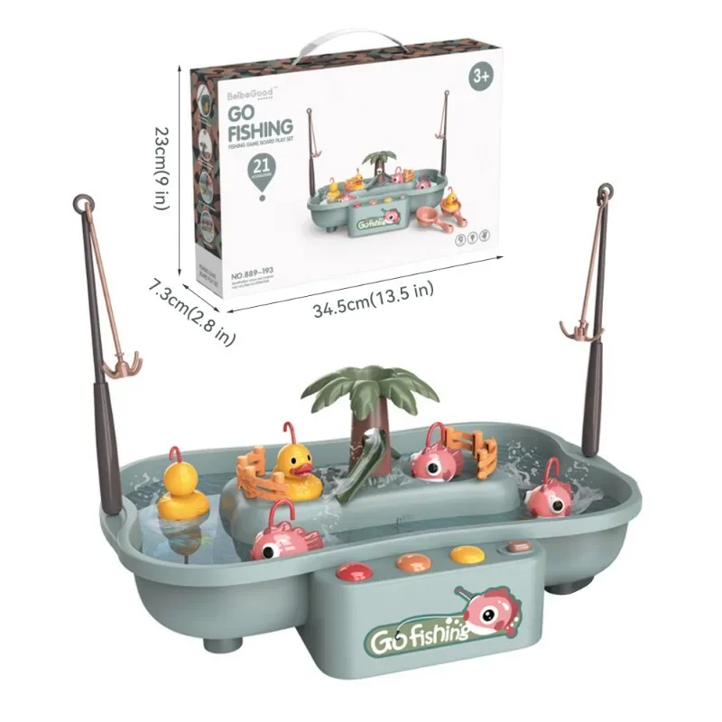 21 pçs crianças pesca e jogo de água elétrica rotativa música e função de iluminação piscina de pesca pai-filho brinquedos interativos