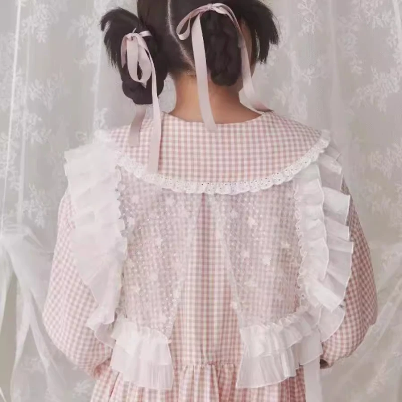 Japanese Design Shiny Flower Print Two-Piece Women's clothing Spring Autumn Lace Hollow Out Versatile Pullover Waistcoat Ladies