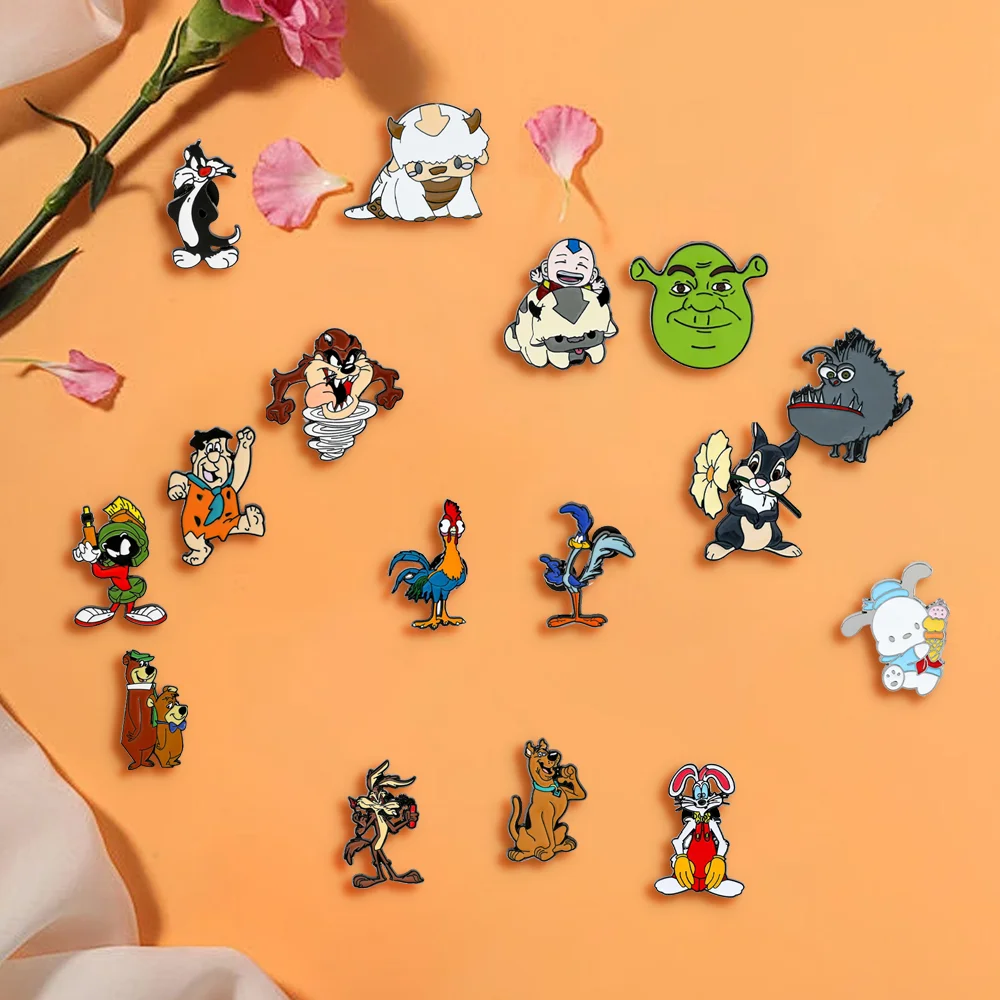 16 قطعة بروش الكرتون أنيمي البق الأرنب الإبداع الدب المينا دبوس ظهره الملابس والمجوهرات شارة معدنية اكسسوارات الهدايا #4