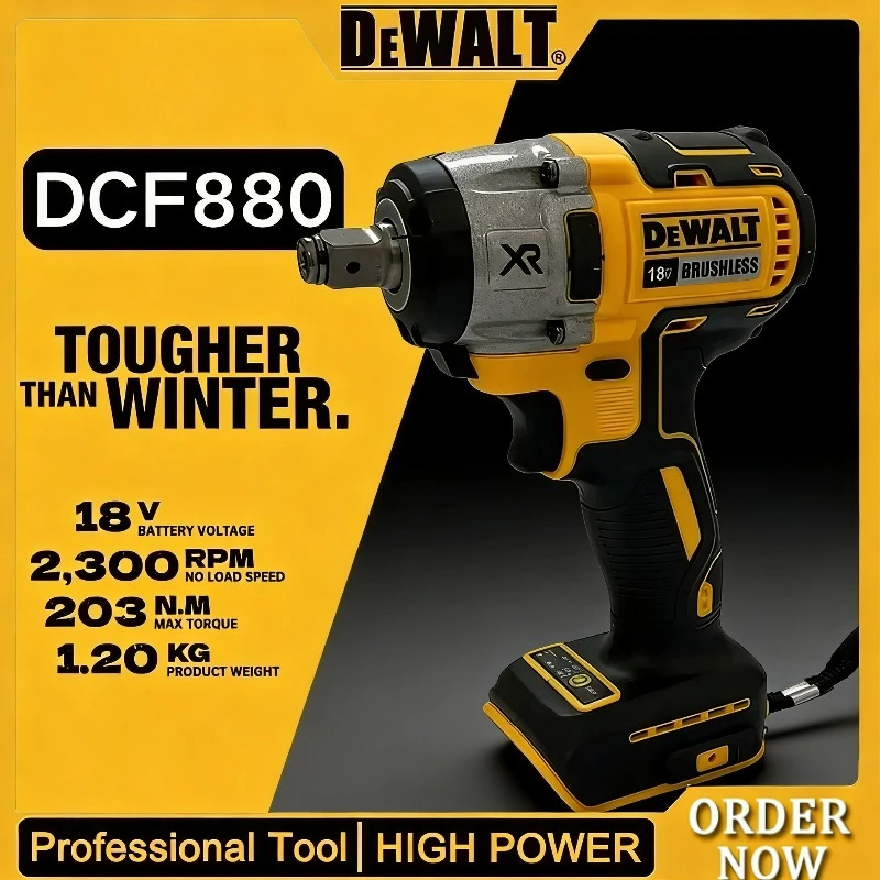 

Ударный гайковерт DEWALT DCF880 18В с литиевой батареей, бесщеточный, съемный, для шин, высокий крутящий момент, высокая скорость, мощный инструмент для демонтажа