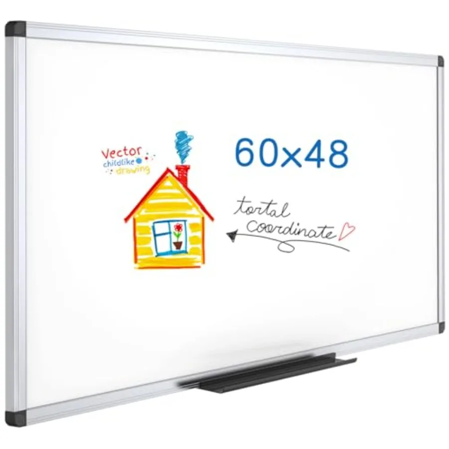 

Магнитная доска для сухого стирания 60 x 48 дюймов (152 x 122 см), большая настенная доска для школы, офиса и дома (5' x 4')