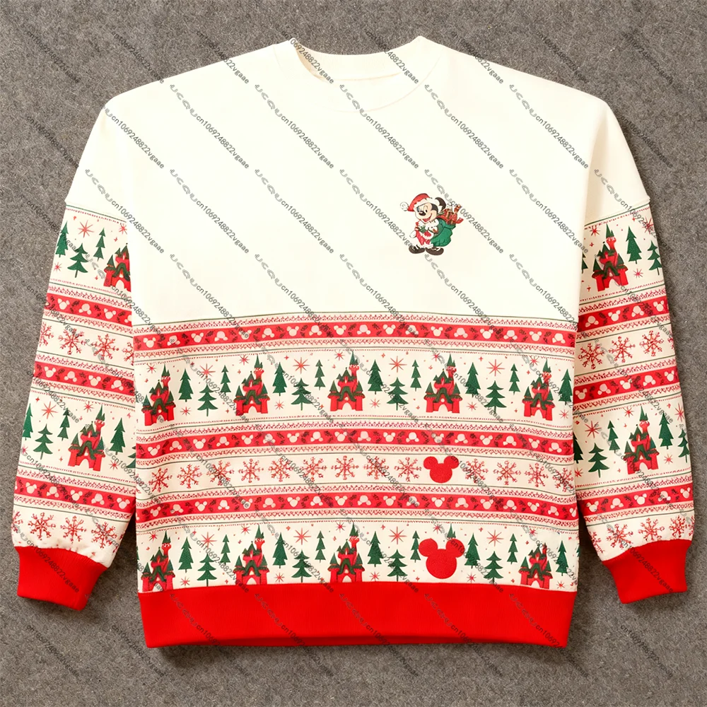 الراحة الخريف الشتاء الفتيات الاطفال أعلى سانتا ميكي ماوس عيد الميلاد الكبار هوديي المحملة حزب هدية تي شيرت Y2k عيد الميلاد زوجين وتتسابق