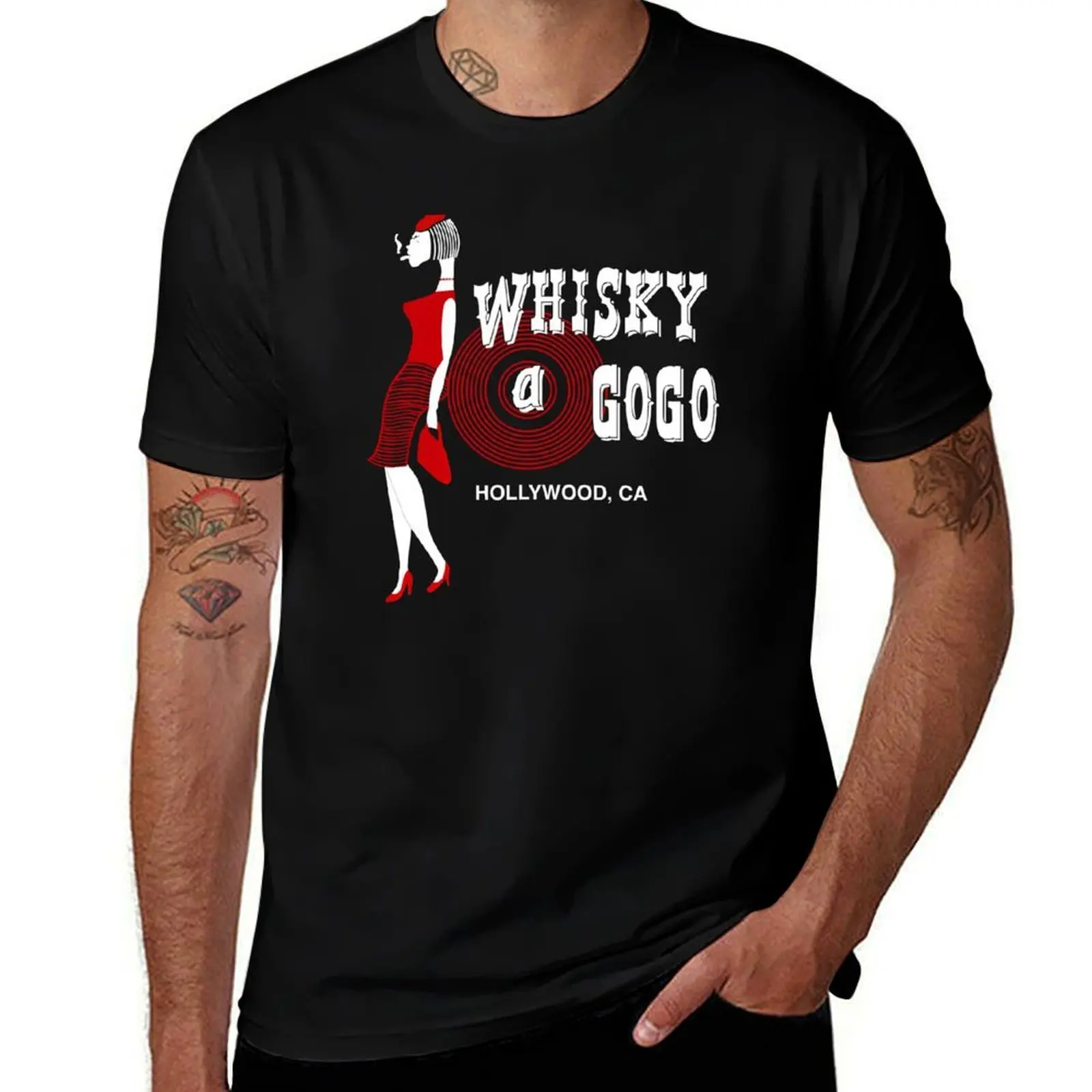 Raro whisky A Go Go 80s California Rock and Roll camiseta personalizada camiseta hombre diseñador camiseta