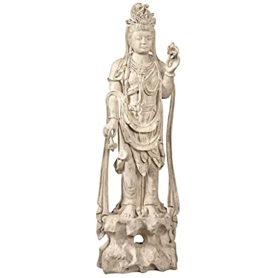 

Статуя Гуань-Инь высотой 54 дюйма для декора сада, из стекловолокна, имитирующего камень, с отделкой под известняк, Милосердная покровительница