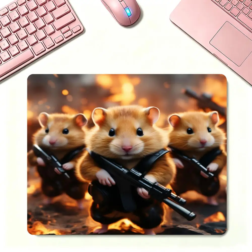 Tactical golden hamster squad fire scene artwork desk mat laptop games keyboard accessories anti slip large size mousepad