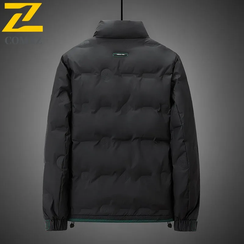 COMXZ Men Winter Down Jacket Casual Stand Collar Commuting Office Thick Warm Parka Pure Color Comfort Lightweight Down Coat