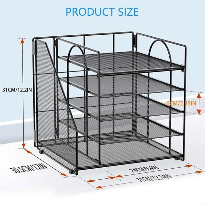 F42D Desk Document Organisateur à 5 niveaux lettre fichier à 5 niveaux avec stand magazine