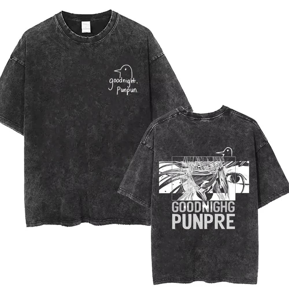 Gewaschenes Vintage Anime Goodnight Punpun T-Shirt Oyasumi Punpun Merch T-Shirt Herren Damen Kleidung Cartoon Manga Oversized T-Shirts – Detail 10