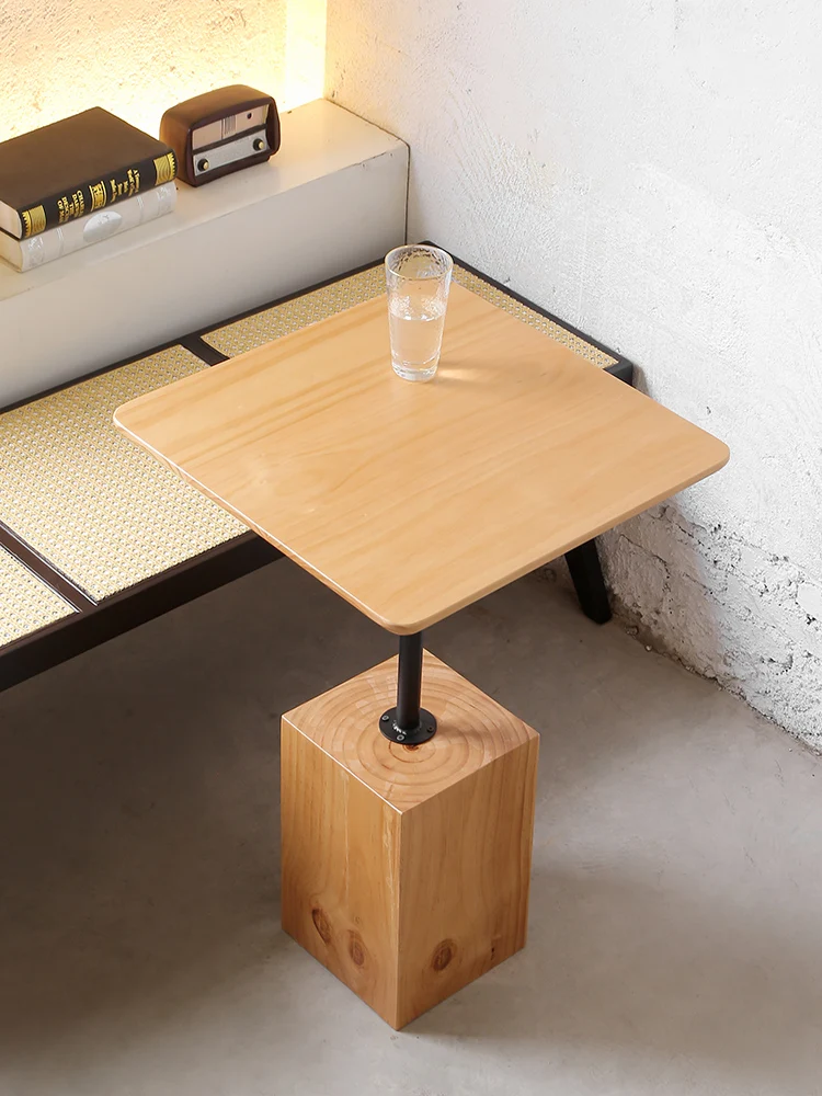 ！@Modern Solid Wood Coffee Table Iron Frame Non-Foldable Eco-Friendly Durable Home Furniture Small Apartment Living Room