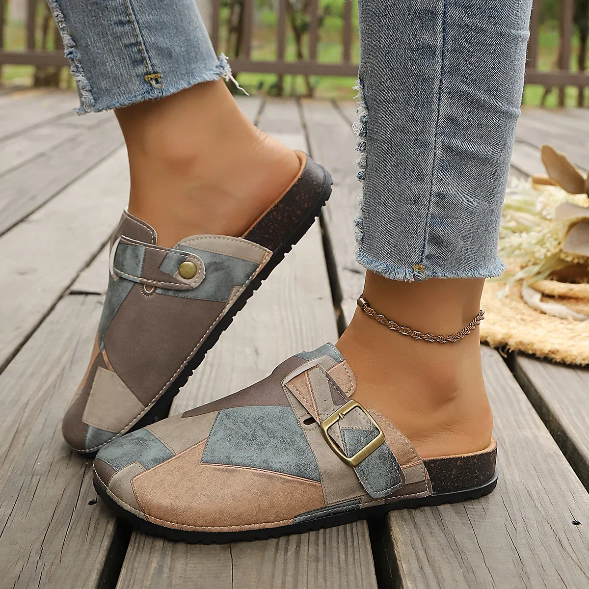 Frühling/Herbst Elegante Farbblockierte Street-Casual Mueller-Schuhe Modische Bestseller Neue Bequeme Übergrößen-Damenschuhe – Detail 5