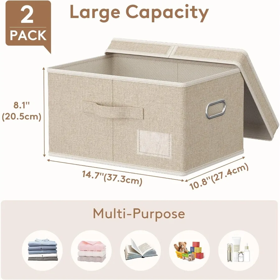 뚜껑이 있는 중간 크기 보관함 손잡이가 있는 패브릭 접이식 보관함 Drative Closet Organizer Stackable Cube Baskets Contai