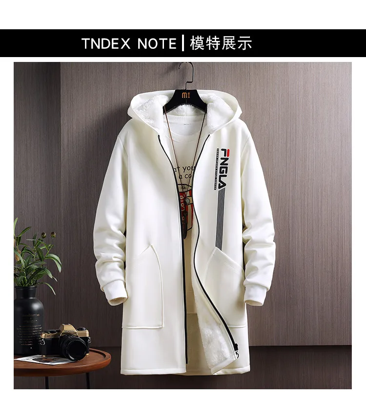 High end trench coat for men in spring and autumn, mid length hooded jacket, trendy brand, loose and oversized, cool and casual