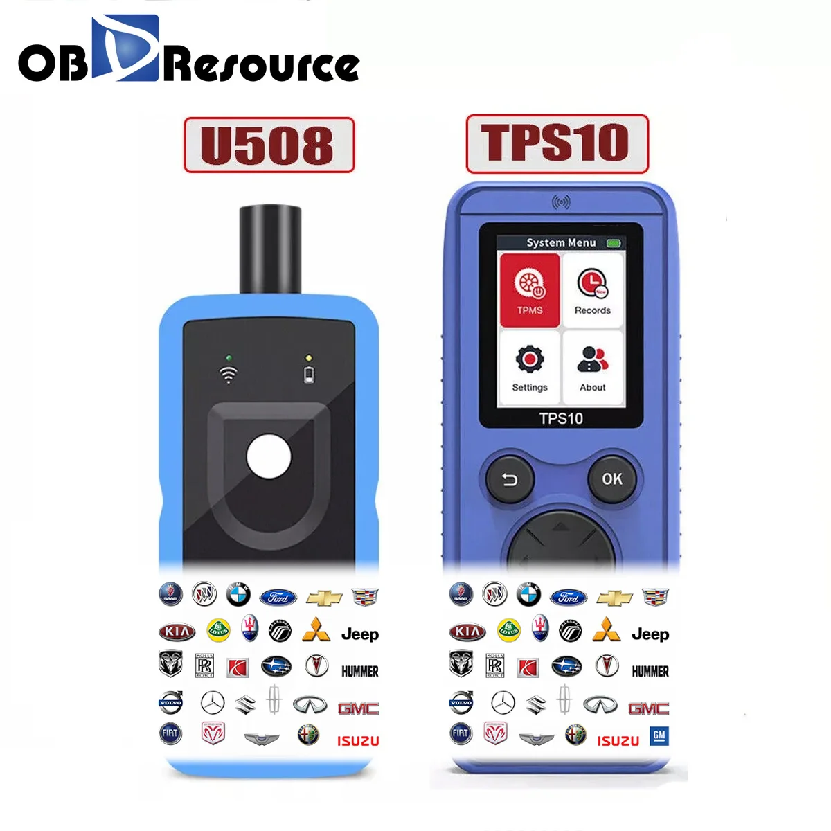 OBDResource TPMS Relearn Tool for Jeep Ford BMW Nissan/Honda/Mazda/Dodge Series Vehicles, TPS10 U508 Universal Tire Pressure Monitor Sensor Activate and Reset Tool