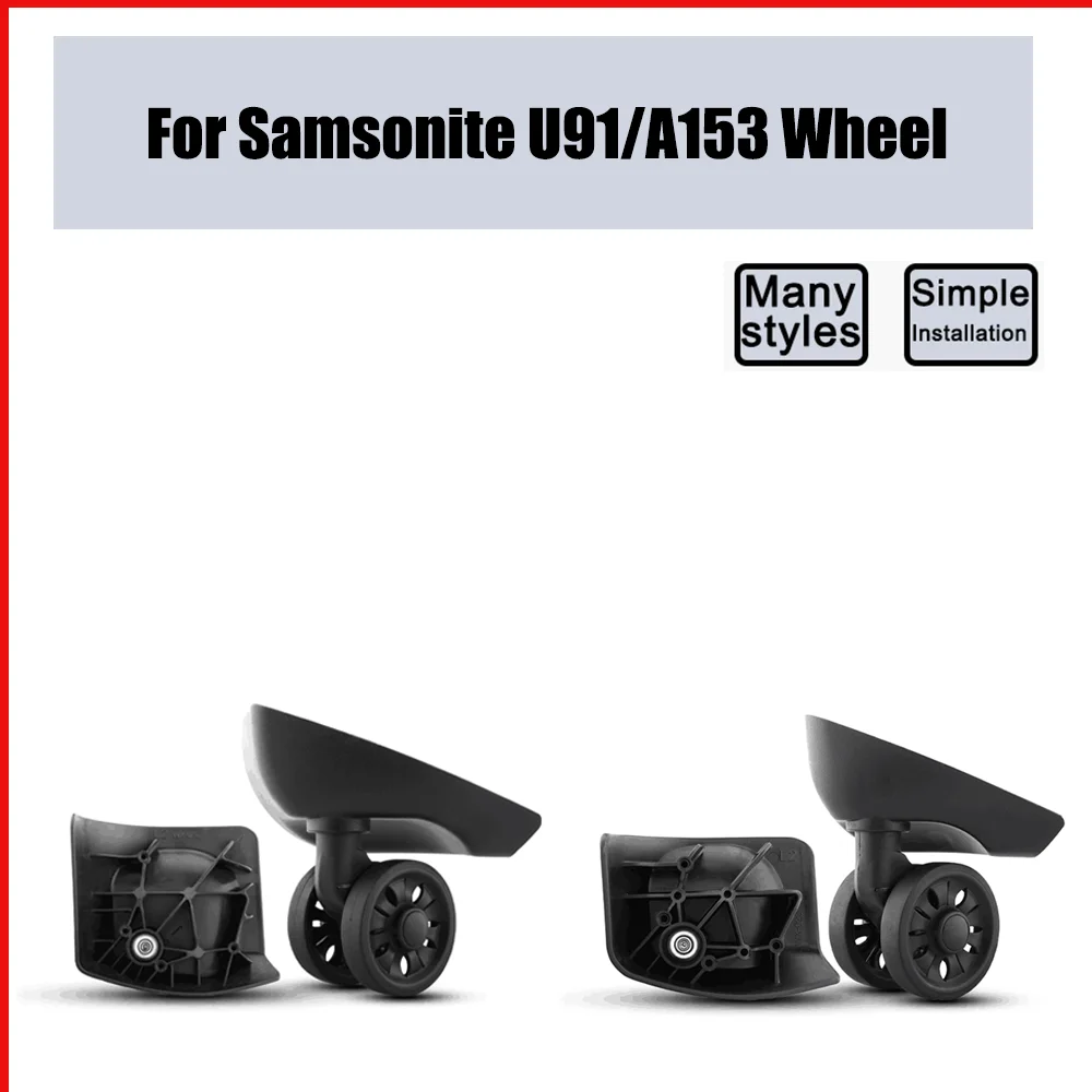 

For Samsonite U91/A153 Trolley Case Wheel Pulley Sliding Casters Universal Wheel Luggage Wheel Silent Smooth Wear-resistantBlacK