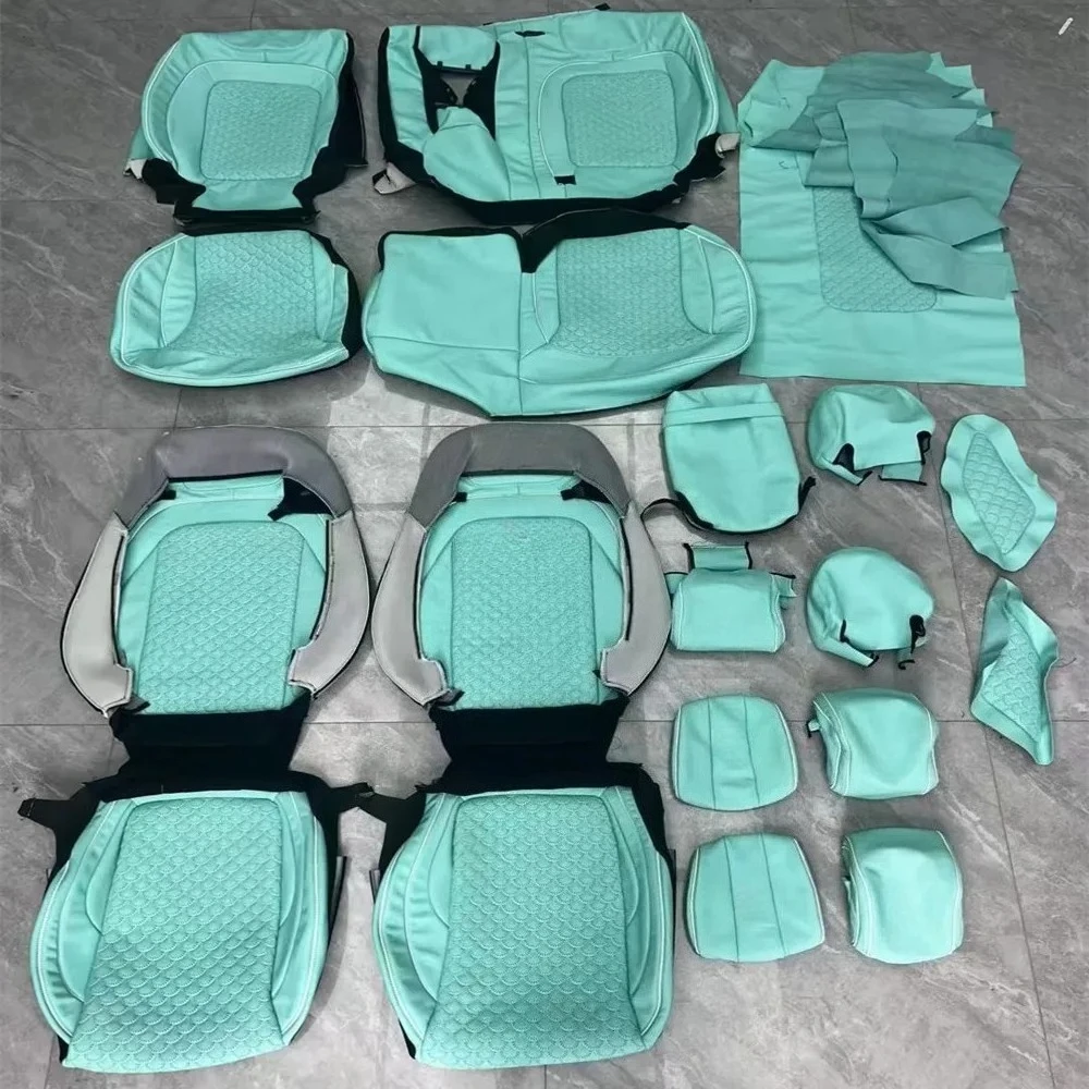 Tiffany Blue Diamond Pattern Full Set Leather Seat Cover for Benz G Class W463 W464 W465 Interior Kits Popular Style for G Wagon