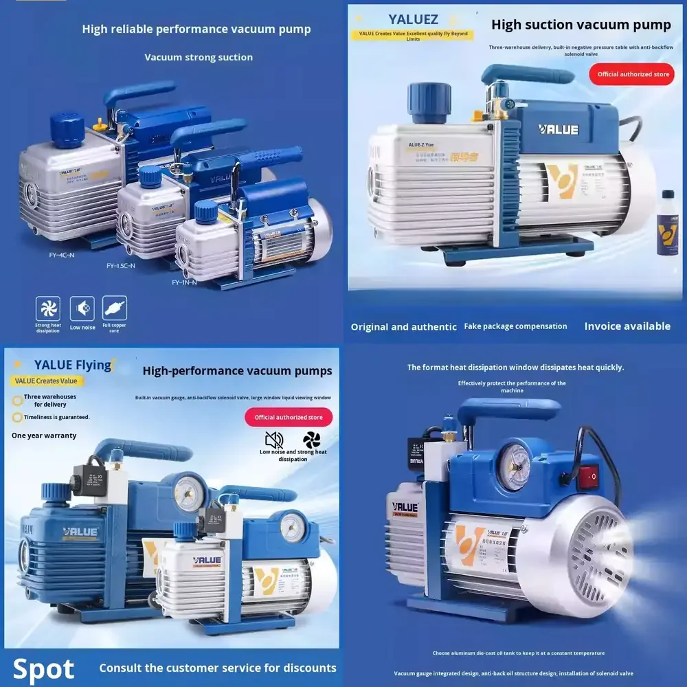 

220V Rotary Vane Vacuum Pump with Flying Over Design 1L 2L 3L 4L Capacity 1 Year Warranty for Air Conditioning and