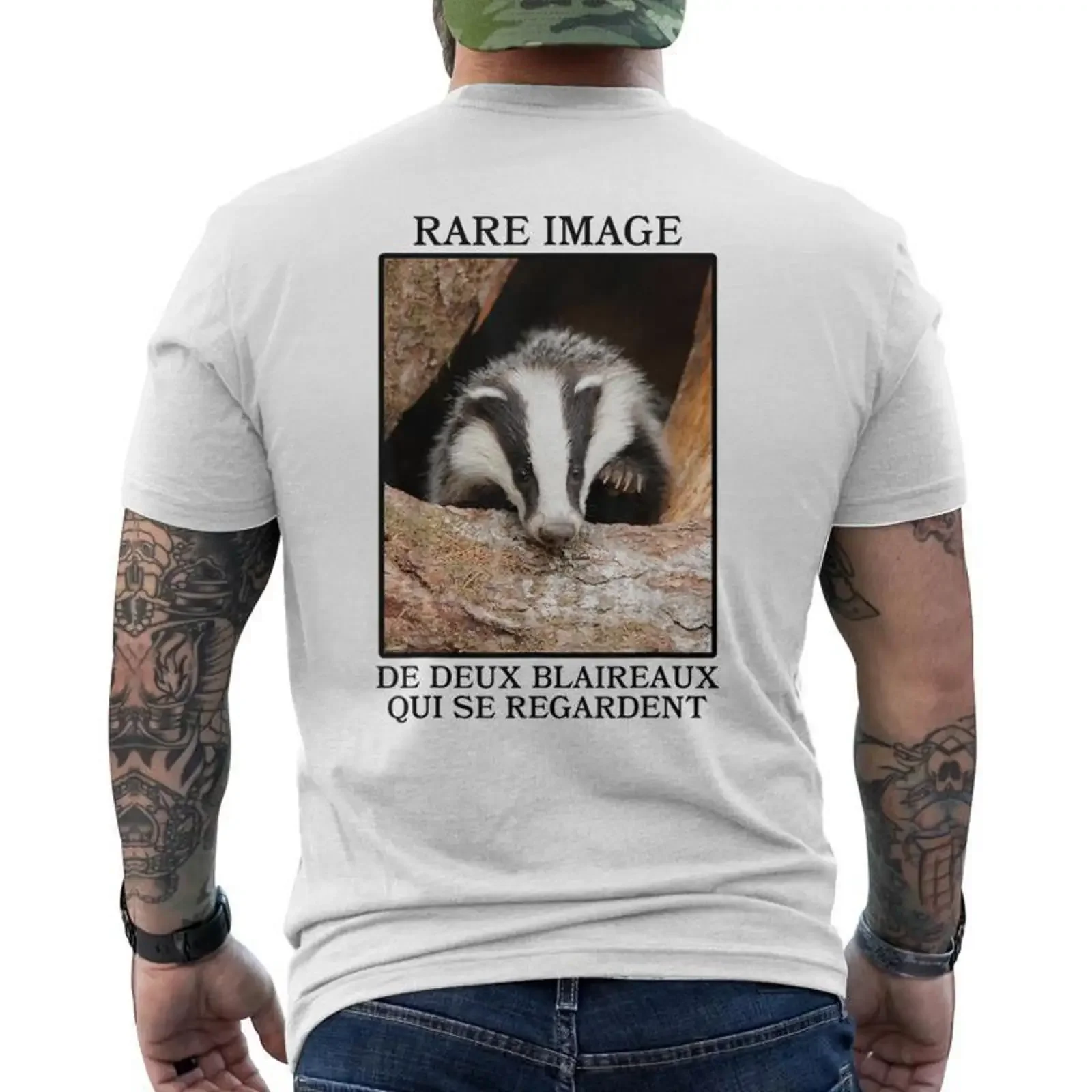 Rare Image of Two Badgers Looking Funny Humor T shirt printed on the back Cadeauxyz vintage Washed Unisex designer clothes
