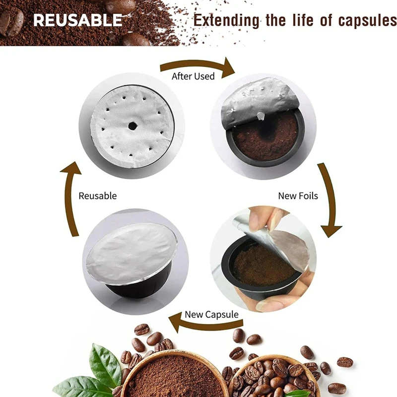 أغطية رقائق الألومنيوم لإعادة استخدام كبسولات نسبرسو ، فيرتوولين وفيرتوولين ، أغطية جراب قهوة قابلة لإعادة الاستخدام ، من من من من الخارج